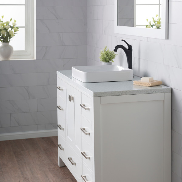 Kraus KCR-281 Elavo™ Square Semi-Recessed Vessel White Porcelain Ceramic 