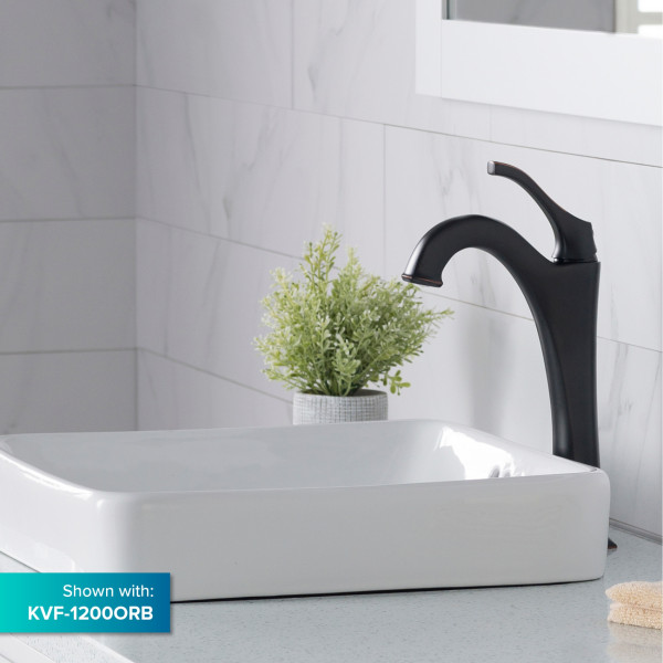 Kraus KCR-281 Elavo™ Square Semi-Recessed Vessel White Porcelain Ceramic 