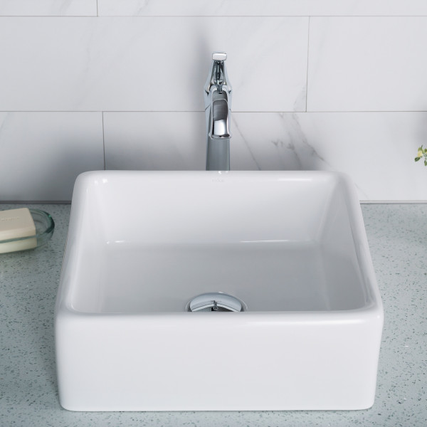 Kraus KCV-120 15'' Squared Bathroom Ceramic Vessel Sink