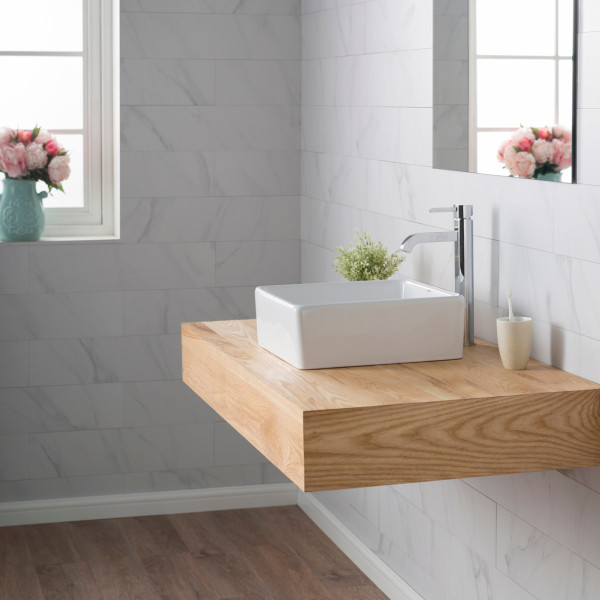 Kraus KCV-120 15'' Squared Bathroom Ceramic Vessel Sink