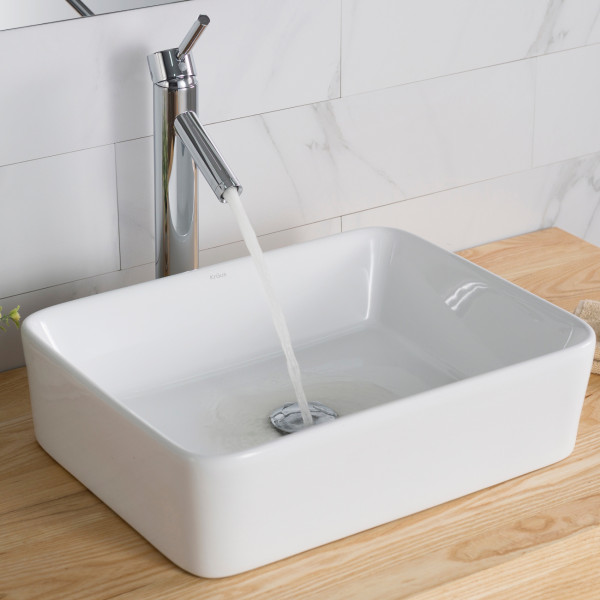 Kraus KCV-121 18'' Rectangular Bathroom Ceramic Vessel