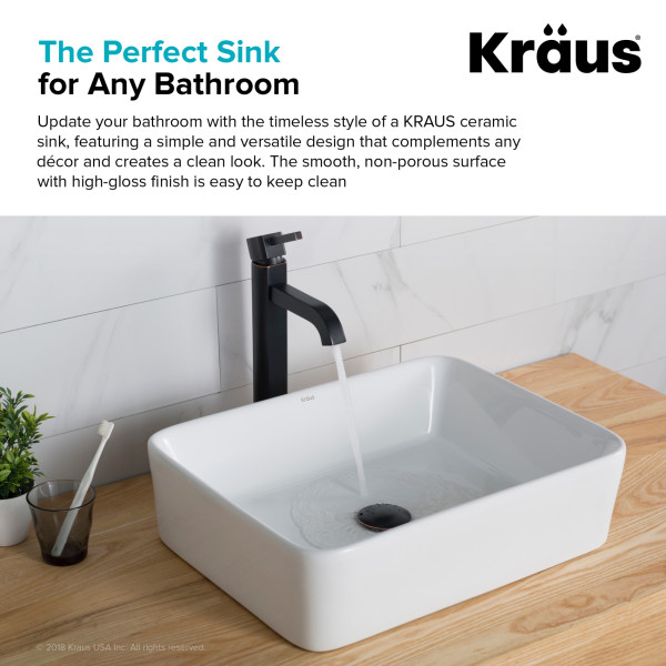 Kraus KCV-121 18'' Rectangular Bathroom Ceramic Vessel