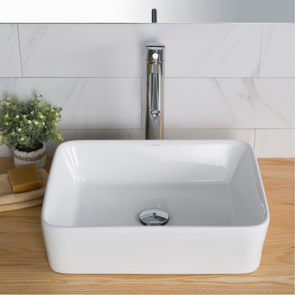 Kraus KCV-121 18'' Rectangular Bathroom Ceramic Vessel