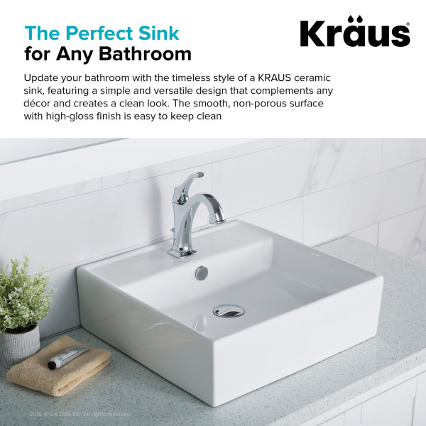Kraus KCV-150 19'' Smooth Above Counter Sink + Overflow