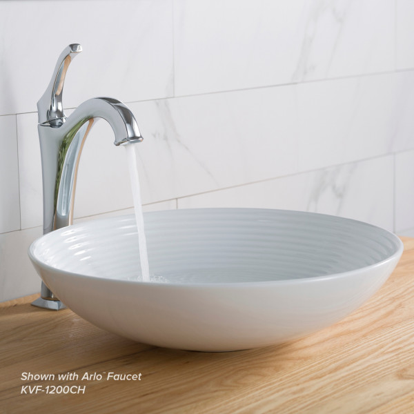 Kraus KCV-203GWH Viva™ Round White Porcelain Ceramic Vessel Bathroom Sink