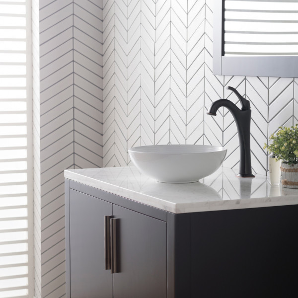 Kraus KCV-204GWH KRAUS Viva™ Round White Porcelain Ceramic Vessel Sink