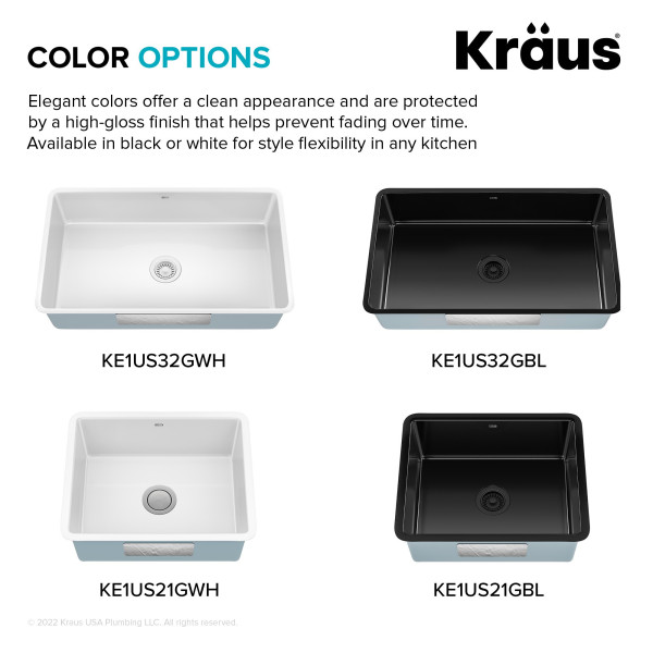  KRAUS KE1US32 Pintura™ 32” Undermount Enameled Steel Single Bowl Kitchen Sink 