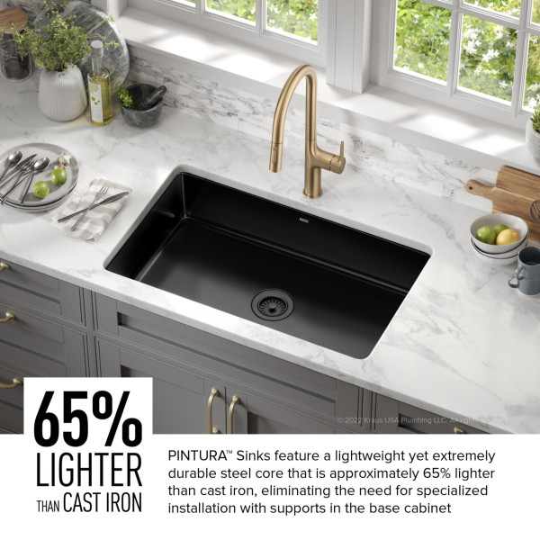  KRAUS KE1US32 Pintura™ 32” Undermount Enameled Steel Single Bowl Kitchen Sink 