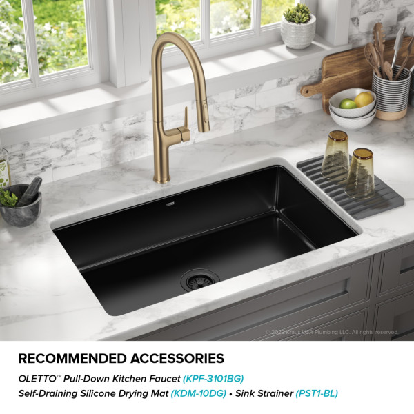  KRAUS KE1US32 Pintura™ 32” Undermount Enameled Steel Single Bowl Kitchen Sink 