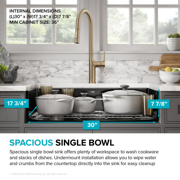  KRAUS KE1US32 Pintura™ 32” Undermount Enameled Steel Single Bowl Kitchen Sink 