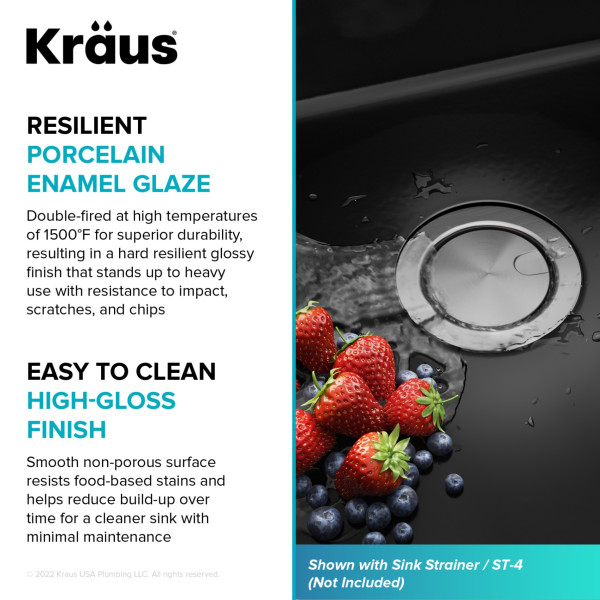  KRAUS KE1US32 Pintura™ 32” Undermount Enameled Steel Single Bowl Kitchen Sink 