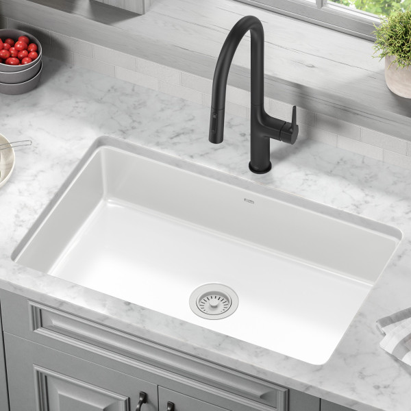  KRAUS KE1US32 Pintura™ 32” Undermount Enameled Steel Single Bowl Kitchen Sink 