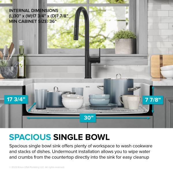  KRAUS KE1US32 Pintura™ 32” Undermount Enameled Steel Single Bowl Kitchen Sink 