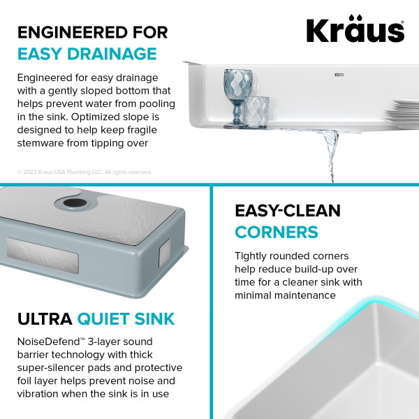  KRAUS KE1US32 Pintura™ 32” Undermount Enameled Steel Single Bowl Kitchen Sink 
