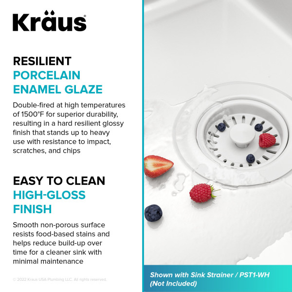  KRAUS KE1US32 Pintura™ 32” Undermount Enameled Steel Single Bowl Kitchen Sink 