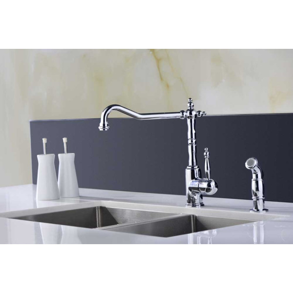 ANZZI KF-AZ037 Locke Kitchen Faucet With Side Spray In Polished Chrome