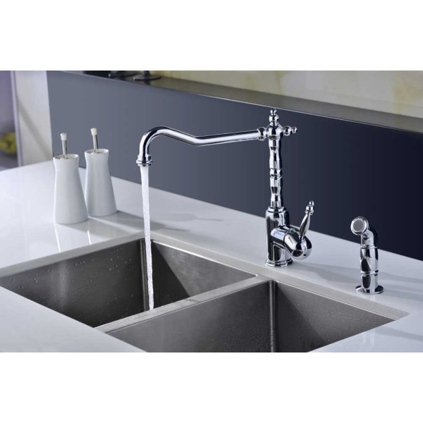ANZZI KF-AZ037 Locke Kitchen Faucet With Side Spray In Polished Chrome