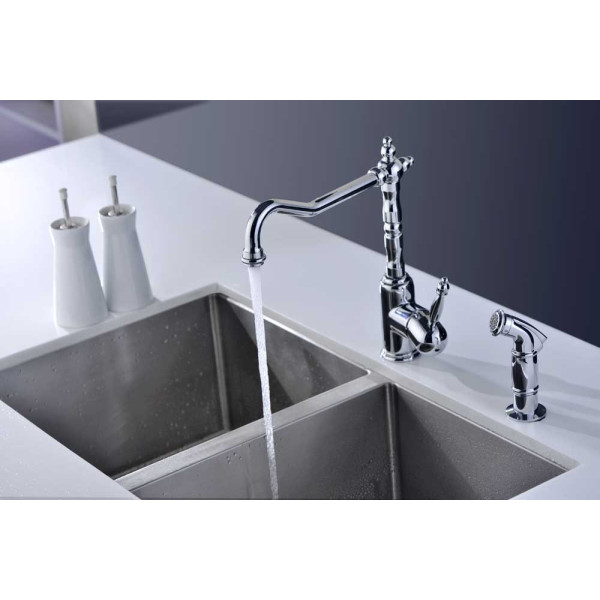 ANZZI KF-AZ037 Locke Kitchen Faucet With Side Spray In Polished Chrome