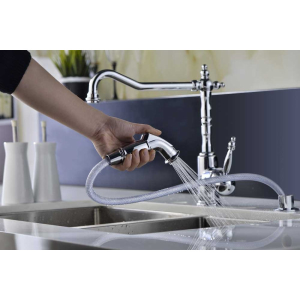 ANZZI KF-AZ037 Locke Kitchen Faucet With Side Spray In Polished Chrome
