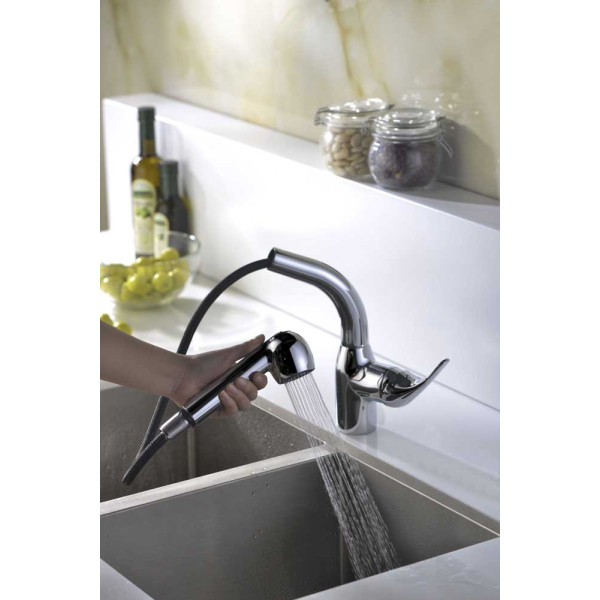 ANZZI KF-AZ040 Harbour Pull Out Spray Kitchen Faucet In Polished Chrome