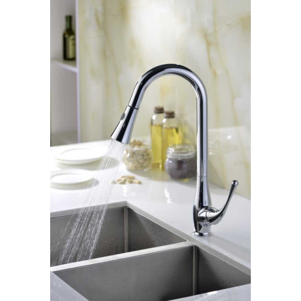 ANZZI KF-AZ041 Singer Pull Down Spray Kitchen Faucet In Polished Chrome