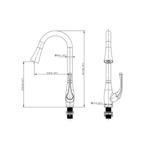 ANZZI KF-AZ041 Singer Pull Down Spray Kitchen Faucet In Polished Chrome