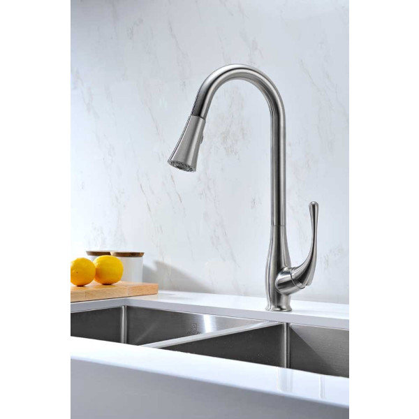 ANZZI KF-AZ042 Singer Brass Pull Down Kitchen Faucet In Polished Chrome