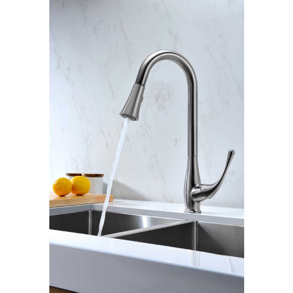 ANZZI KF-AZ042 Singer Brass Pull Down Kitchen Faucet In Polished Chrome