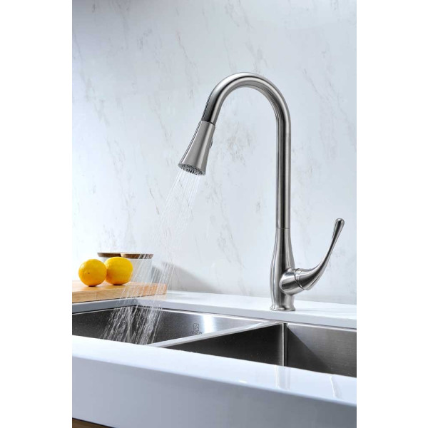 ANZZI KF-AZ042 Singer Brass Pull Down Kitchen Faucet In Polished Chrome