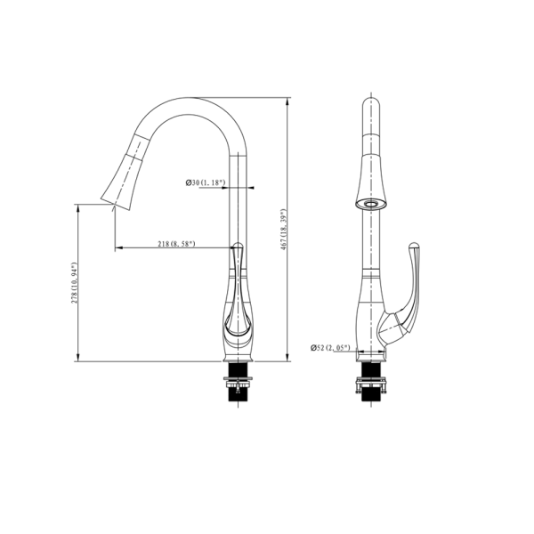 ANZZI KF-AZ042 Singer Brass Pull Down Kitchen Faucet In Polished Chrome