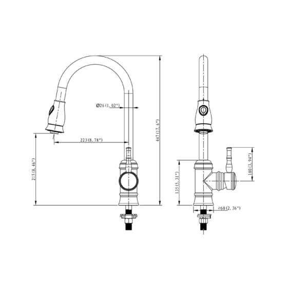 ANZZI KF-AZ044 Polished Chrome Sails Single Hole Pull Down Kitchen Faucet