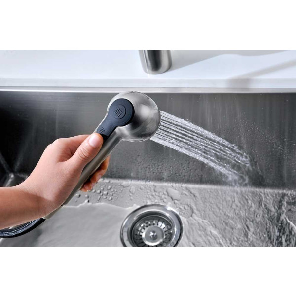 ANZZI KF-AZ095 Harbour Deck Mount Pull Out Kitchen Faucet In Brushed Nickel
