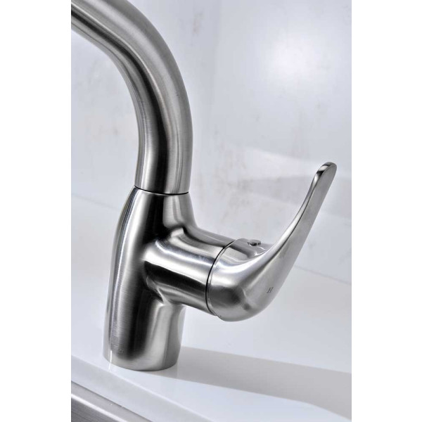 ANZZI KF-AZ095 Harbour Deck Mount Pull Out Kitchen Faucet In Brushed Nickel