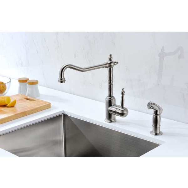 ANZZI KF-AZ108 Locke Kitchen Faucet With Side Spray In Brushed Nickel