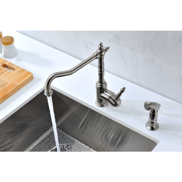 ANZZI KF-AZ108 Locke Kitchen Faucet With Side Spray In Brushed Nickel