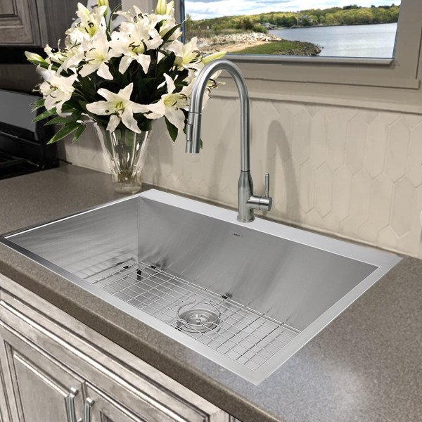 Nantucket Sinks KF-PD18-SS Goose Neck Pull-Down Faucet with Modernl Styling