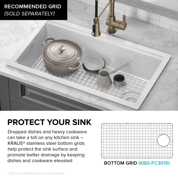 KRAUS KFDW1-33 Turino 33” Fireclay Workstation Single Kitchen Sink