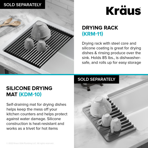 KRAUS KFDW1-33 Turino 33” Fireclay Workstation Single Kitchen Sink