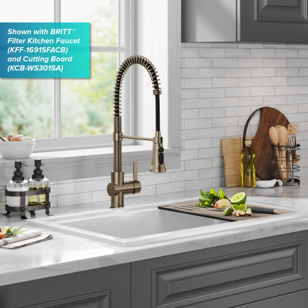 KRAUS KFDW1-33 Turino 33” Fireclay Workstation Single Kitchen Sink
