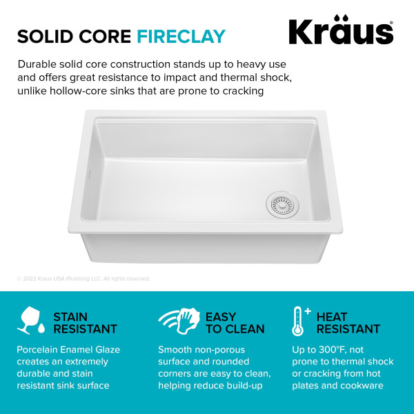 KRAUS KFDW1-33 Turino 33” Fireclay Workstation Single Kitchen Sink