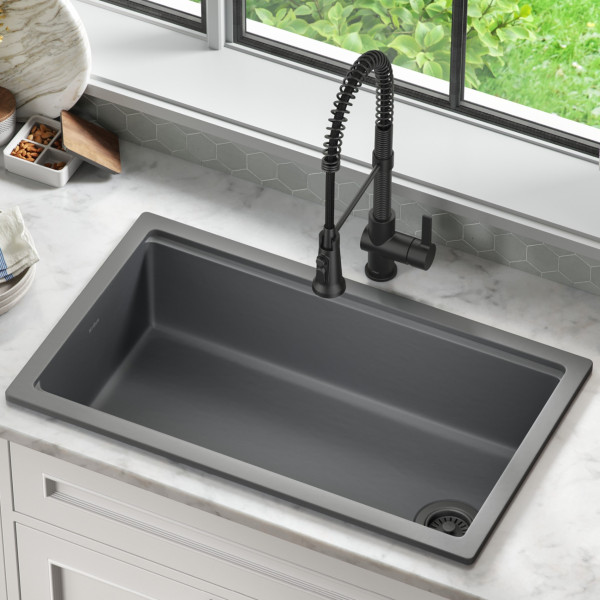 KRAUS KFDW1-33 Turino 33” Fireclay Workstation Single Kitchen Sink