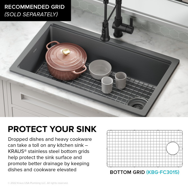KRAUS KFDW1-33 Turino 33” Fireclay Workstation Single Kitchen Sink