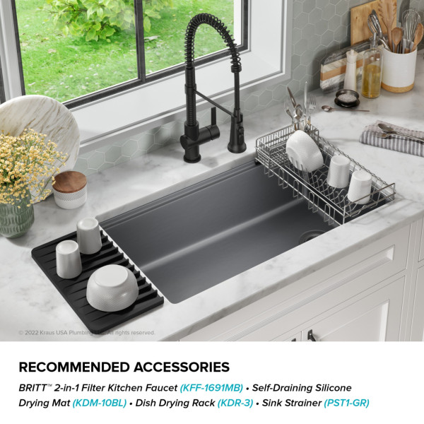 KRAUS KFDW1-33 Turino 33” Fireclay Workstation Single Kitchen Sink