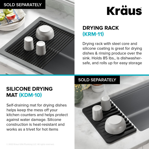 KRAUS KFDW1-33 Turino 33” Fireclay Workstation Single Kitchen Sink