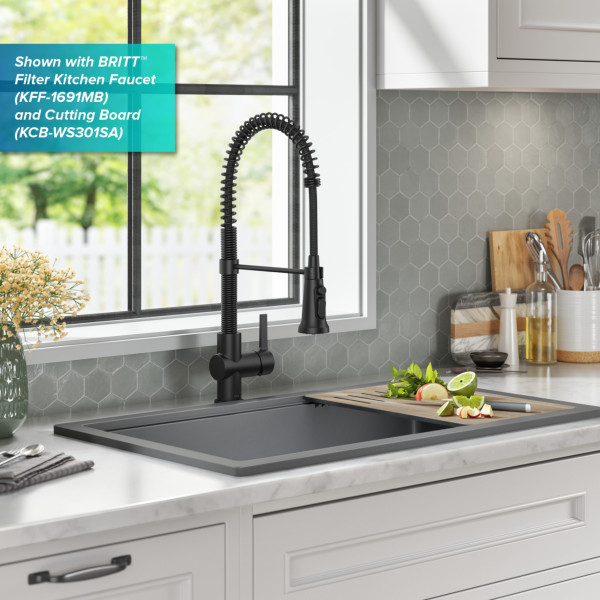 KRAUS KFDW1-33 Turino 33” Fireclay Workstation Single Kitchen Sink