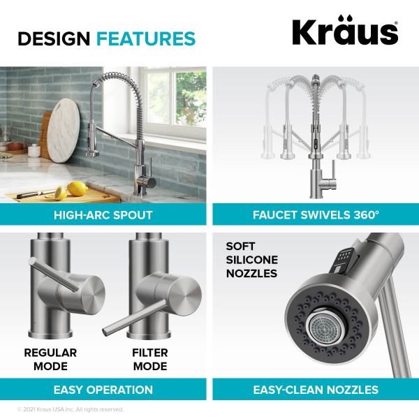 Kraus KFF-1610 2-in-1 Commercial Pull-Down Single Handle Kitchen Faucet