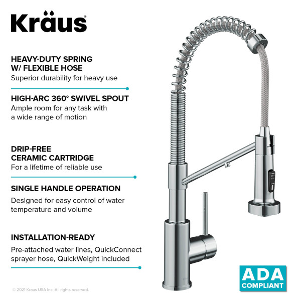 Kraus KFF-1610 2-in-1 Commercial Pull-Down Single Handle Kitchen Faucet