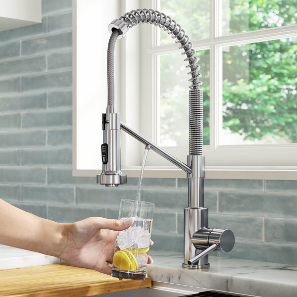 Kraus KFF-1610 2-in-1 Commercial Pull-Down Single Handle Kitchen Faucet