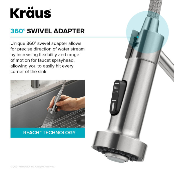 Kraus KFF-1610 2-in-1 Commercial Pull-Down Single Handle Kitchen Faucet