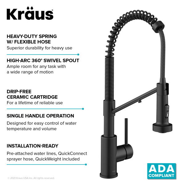 Kraus KFF-1610 2-in-1 Commercial Pull-Down Single Handle Kitchen Faucet